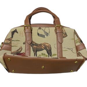 Signare Tapestry Purse Hand Bag NEW Horse Pattern Animal Canvas‎ Leather